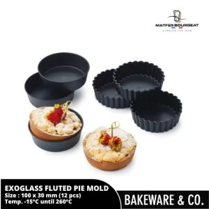 (12pcs) fluted pie cetakan exoglass 10 cm matfer bourgeat 345151