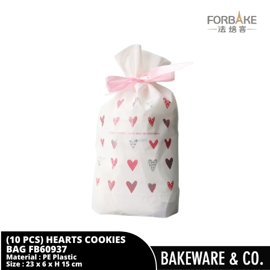 kantong makanan kukis / cookies bag hearts 10 pcs/pack fb60937 forbake