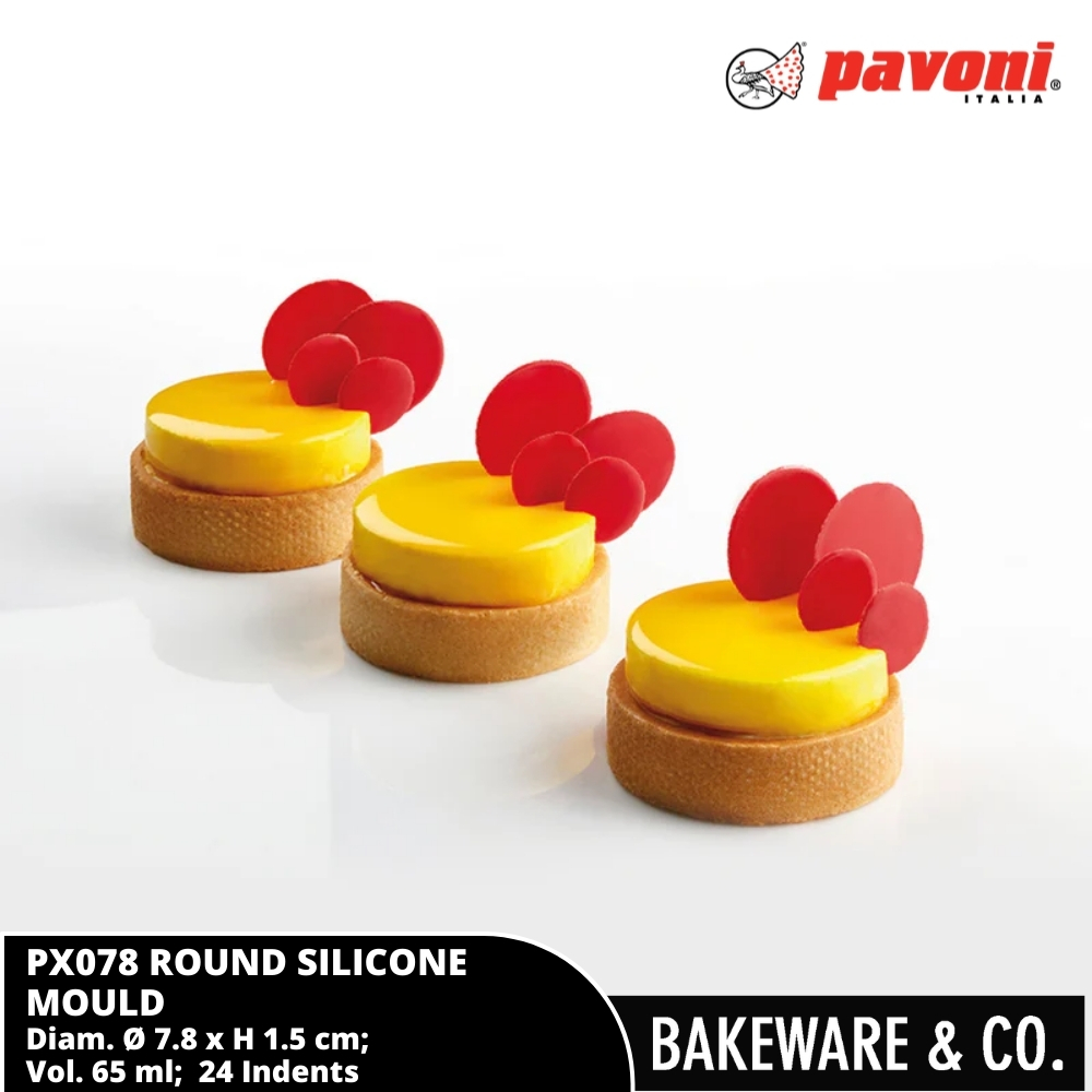 pavoni italy round silicone mould diam. 7.4 x h 1.5 cm px078