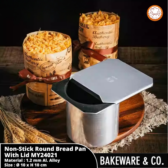 flowery non stick round bread pan with lid aluminium alloy 10x10cm teflon coating industrial tahan ribuan kali pakai
