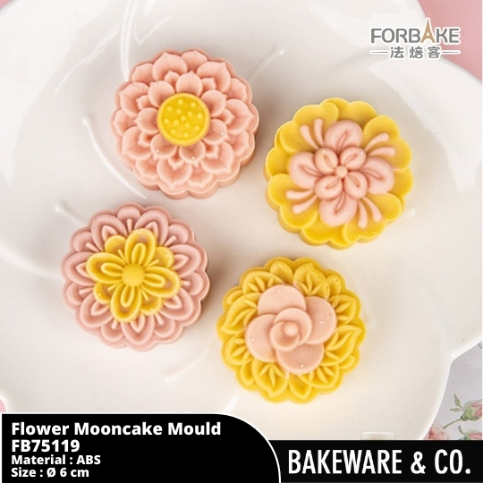 (4 pcs) flower mooncake mould 75g fb75119 forbake