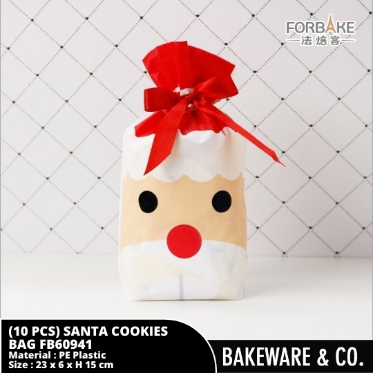 kantong makanan kukis / cookies bag santa 10 pcs/pack fb60941 forbake