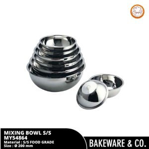 20 cm Mixing Bowl Stainless Steel 304 Tebal - Mangkok Adukan Adonan Food Grade - MY54864 Flowery