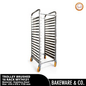 S/S Trolley Brushed 16 Rack - Storage Baking Rack - MY74121 Flowery