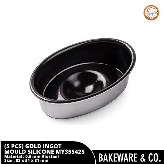 (5 PCS) Gold Ingot Cake Mould (Grey Silicone) | Cetakan Kue Gold Ingot | Bahan Alusteel 0.6 mm Anti Lengket - MY355425 Flowery