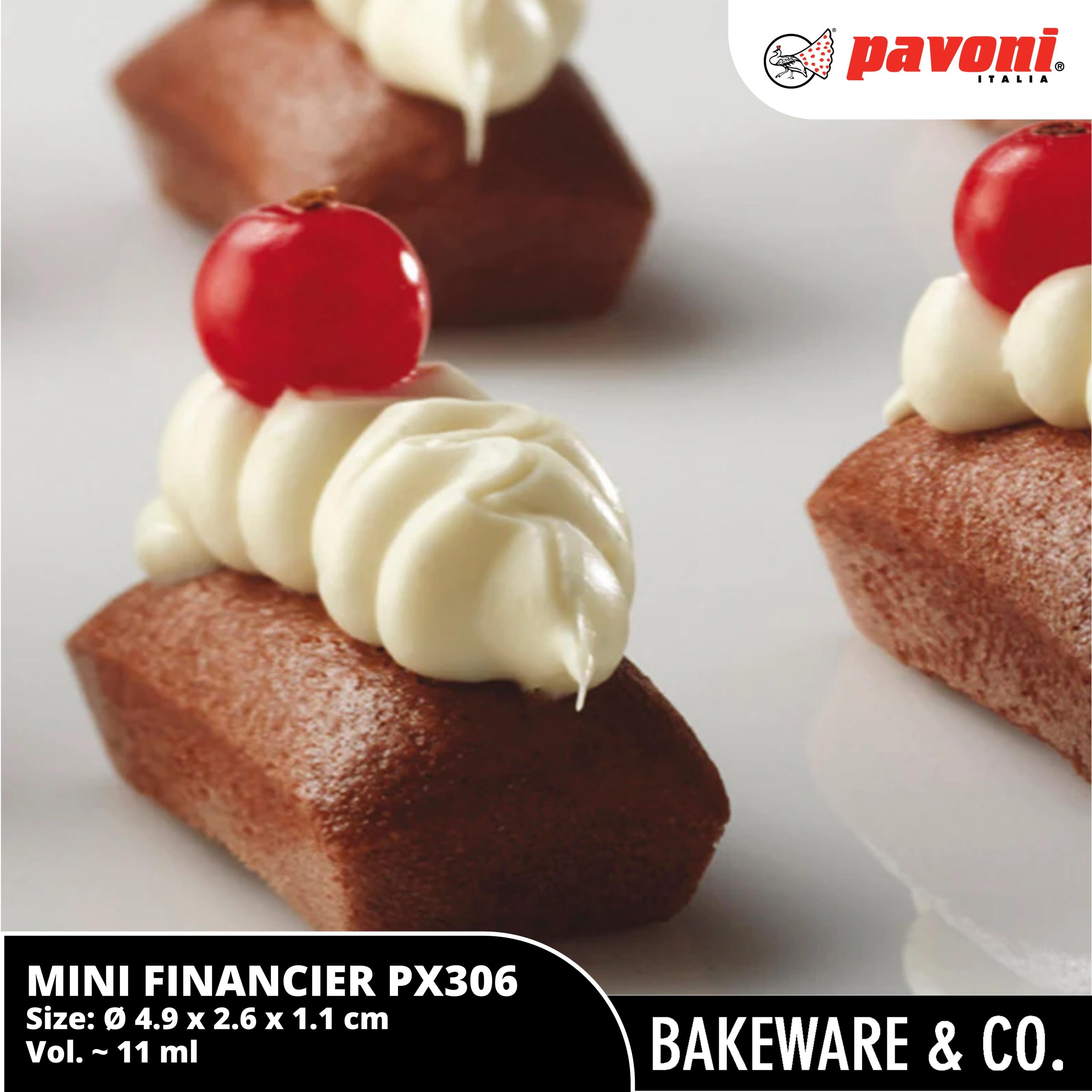 MINI FINANCIER PX306S 4.9 x 2.6 x T 1.1 cm - PAVONI ITALY Cetakan Kue Silicone Mold