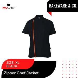 MUCHEF Zipper Chef Jacket - Black (XL)